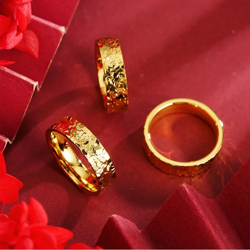 KISS&FLOWER 24KT Gold Ice Ring For Women Men Couple Fine Jewelry Wholesale Wedding Party Valentine Girl Boyfriend Gifts RI195