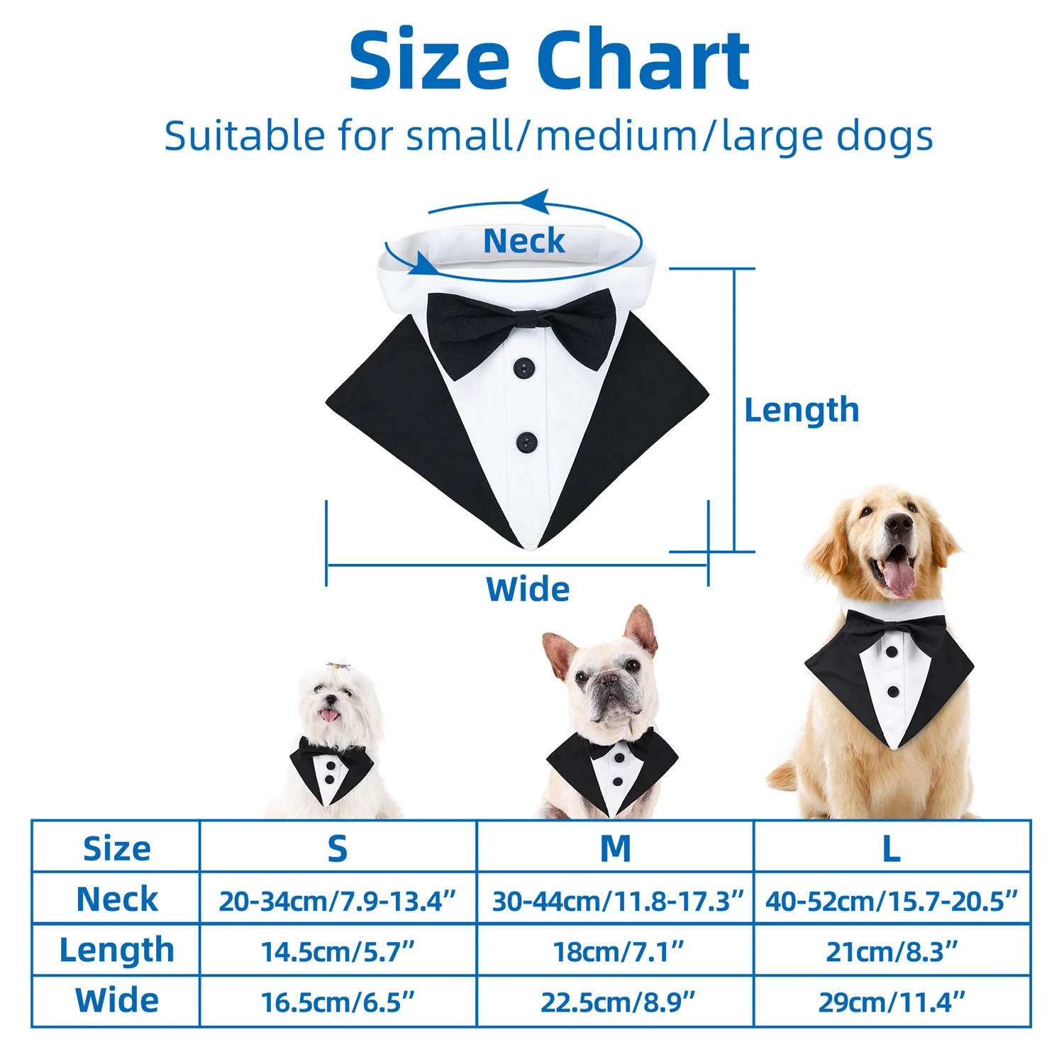 Dog Bandana for Wedding Adjustable Male Dog Formal Dress Bandana Cute Bow Pet Tuxedo for Small Medium Large Dogs Birthday Party