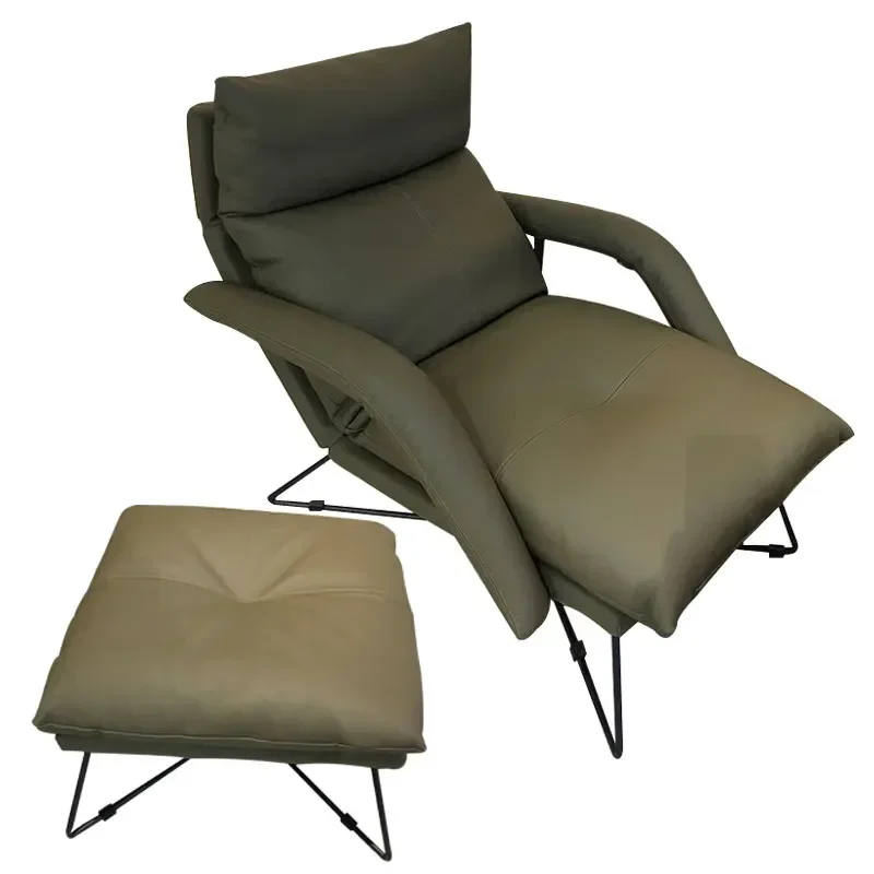 Sofa chair, balcony, leisure lounge chair, leather single person chair, top layer, cowhide  minimalist down soft bag,