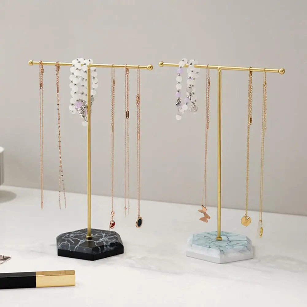 Earring Rack Metal T-shaped Jewelry Display Stand with Stable Base Necklace Bracelet Holder Elegant Jewelry for Accessories