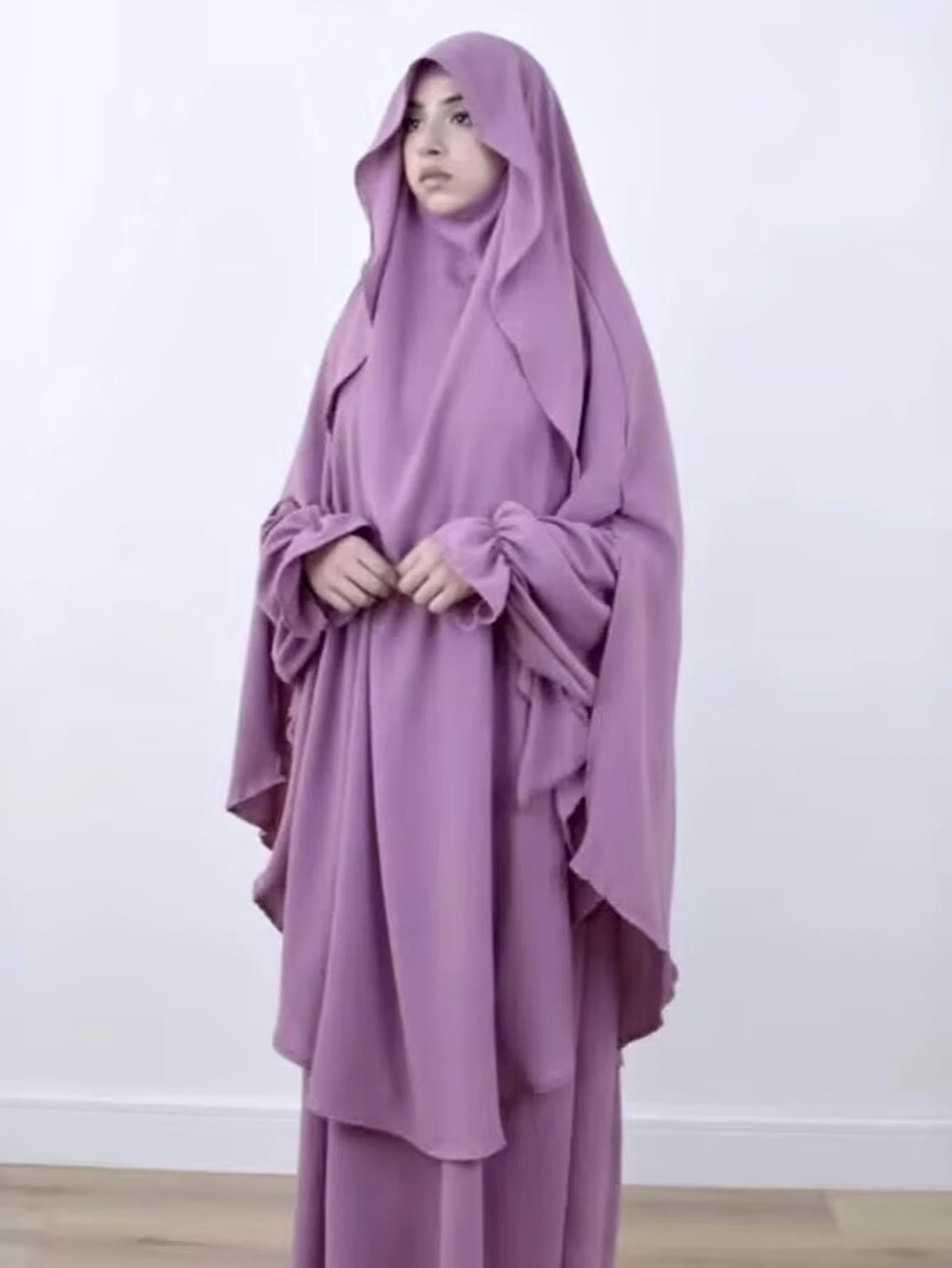 

Eid Women Muslim Prayer 2 Piece Set Long Dress Khimar Abaya Ramadan Vestidos Largos Party Dresses Arab Nipab Headscarf Jilbab