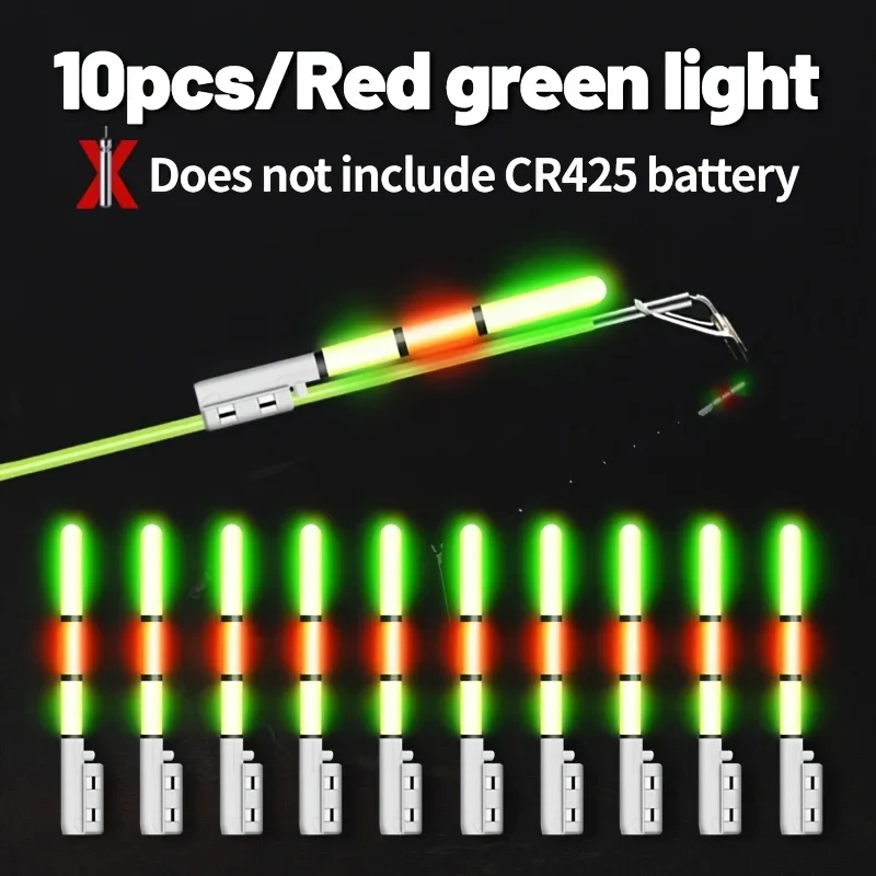 مجموعة إضاءة مكونة من 10 قطع من صنارة الصيد العائمة، لصيد الأسماك الليلية، وصيد الأسماك في المياه المالحة، وتصميم مدمج