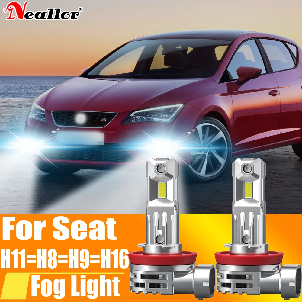 2x H11 H8 Led Fog Lights Headlight Canbus H16 H9 Car Bulb 6000K White Diode Driving Running Lamp 12v 55w For Seat Leon 5f Altea