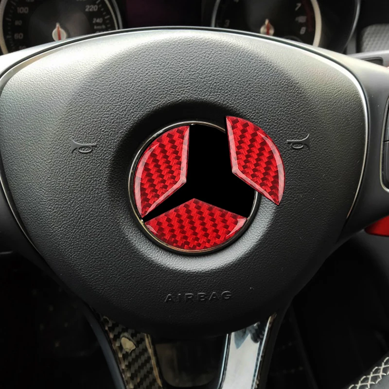 車用カーボンファイバーステアリングホイール,エアバッグカバー,トリムステッカー,メルセデスベンツ用,クラスC,16-19,インテリアアクセサリー