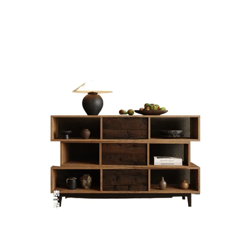 

Wabi Sandy Wind Solid Wood Entrance Cabinet Art Decoration Cabinet Modern Industrial Wind Locker Homestay Aisle Partition