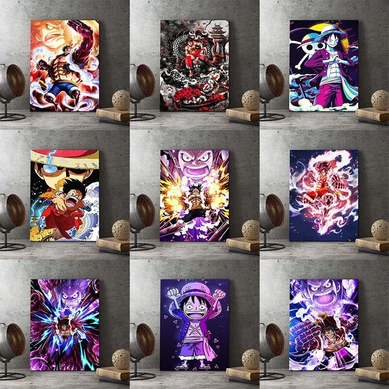 Classic Anime Abstract HD Posters One Piece Monkey D Luffy HD Canvas Painting Room Decoration Aesthetic Art Wall Paintings Gifts