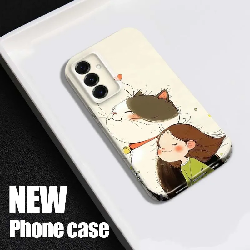 

Cute Cat Girl Heart For Samsung A73 A57 A56 A55 A53 A51 A37 A36 A35 A26 A21s A16 A15 A07 5G Feilin Shell Phone Case