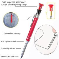2.8mm Mechanical Pencil Deep Hole Marking Built-in Sharpener Woodworking Marking Tool Long Head Metal Solid Carpenter Pencil