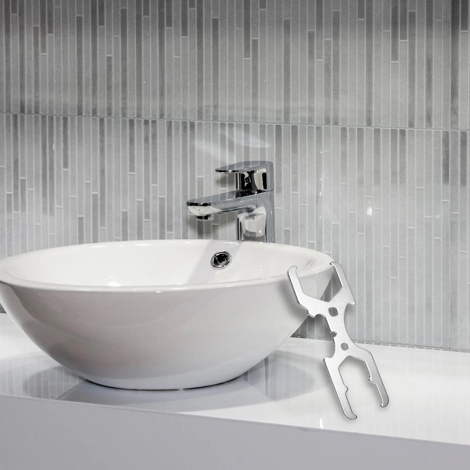 

Steel Faucet Sink Wrench Multi-Functional Bathroom Plumbing Repair Tool Universal Double-Ended Steel Wrench for Tap Installation