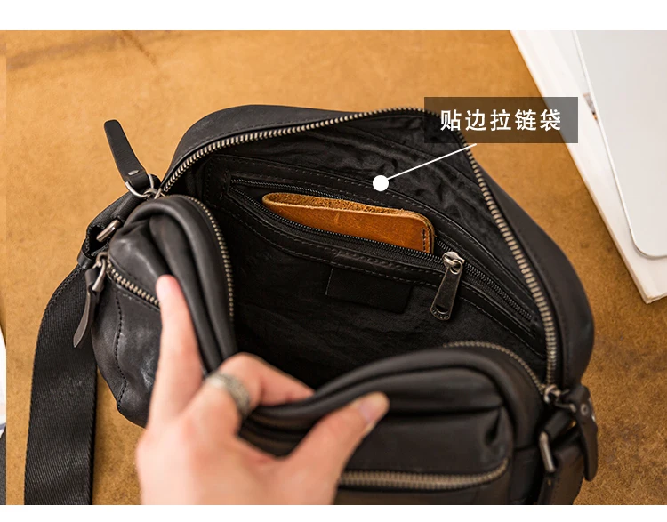fashion casual designer handmade genuine leather men's shoulder bag Outdoor travel luxury first layer cowhide crossbody bag