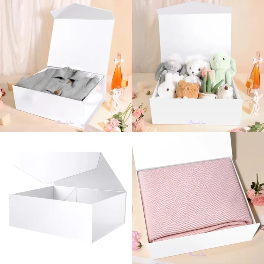 

Extra Large Gift Box 20x16x7.2 Inch, Giant White Magnetic Gift Box with lids for Presents, Bridesmaid Proposal Box Glossy White