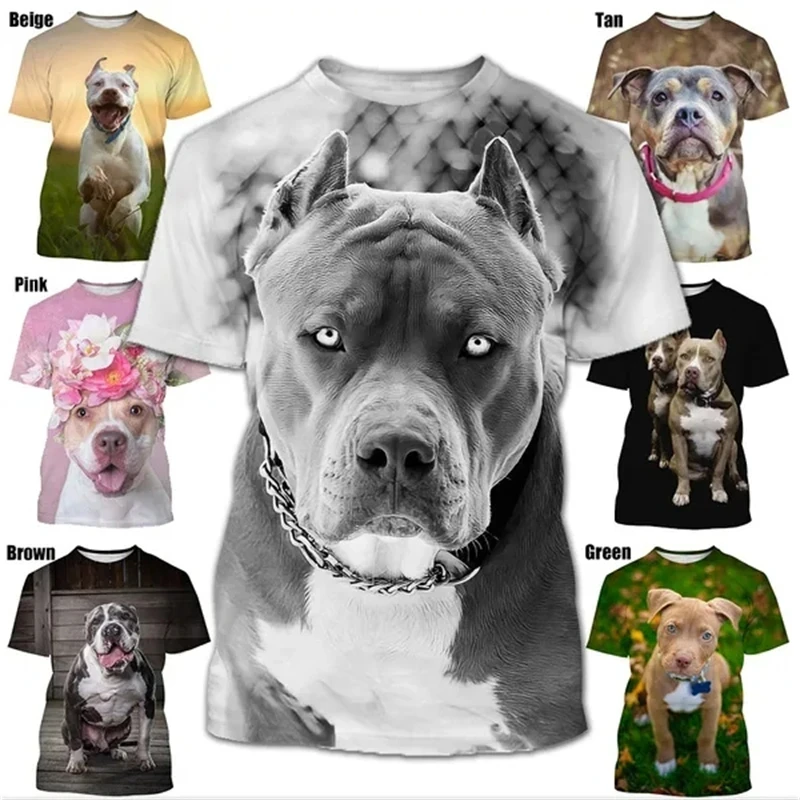 New Fashion Pit Bull 3D Printed T-shirts Summer Casual Men\'swomen\'s Hip Hop Breathable Short Sleeve Trendy Unisex Tops Tshirt