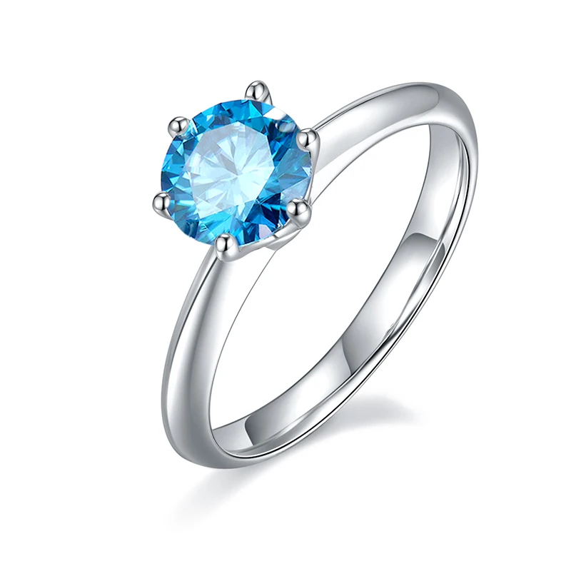

SGARIT Concise S925 Sterling Silver Ring Classic Round Cut Moissanite Rings Jewelry 1CT D Color Diamond Woman Ring for Party