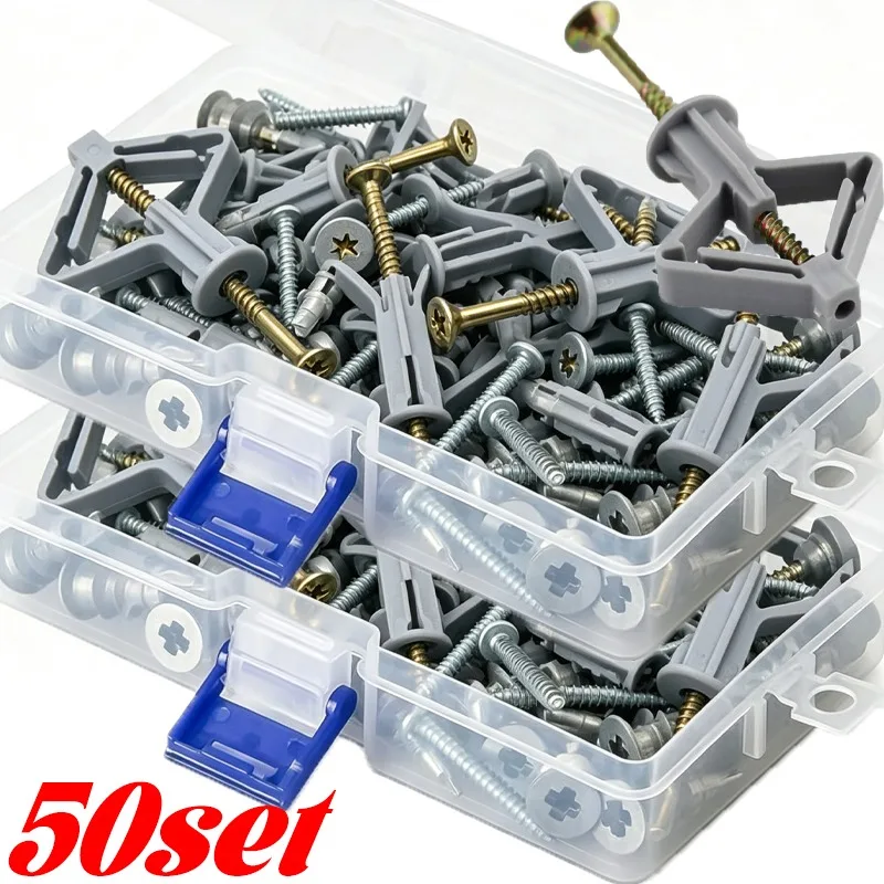 Self-Drilling Plasterboard Expansion Screws Airplane Plug Pipe Hollow Drywall Anchor Bolt Fastener Kit Hardware Fixing Tool