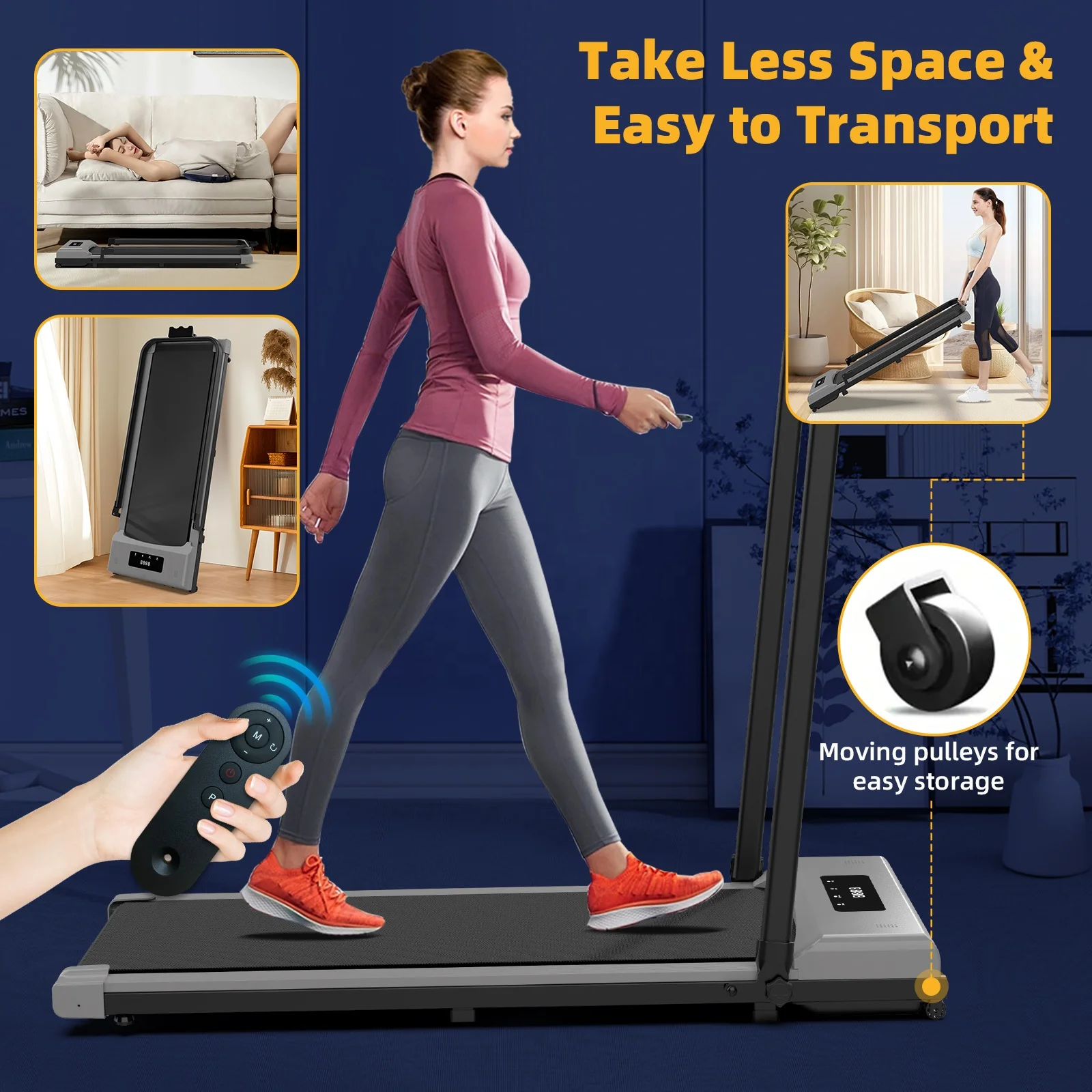 Professional Gym Equipment Electric Foldable Treadmill Smart Folding Portable Walking Pad Mini Desk Treadmill For Home Use