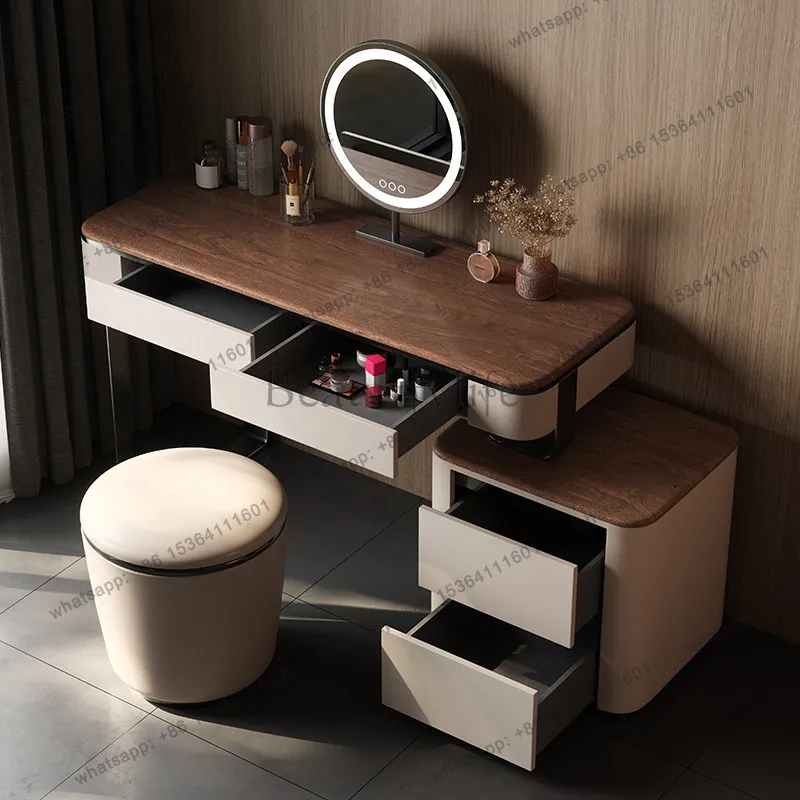 jj4 Walnut color ribbon auxiliary cabinet dresser Italian medieval solid wood dressing table