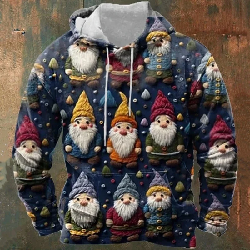 

Funny Colorful Santa Claus 3D Print Hoodies For Men Autumn And Winter Leisure Fashion Cartoon Y2k Christmas Element Sweatshirts