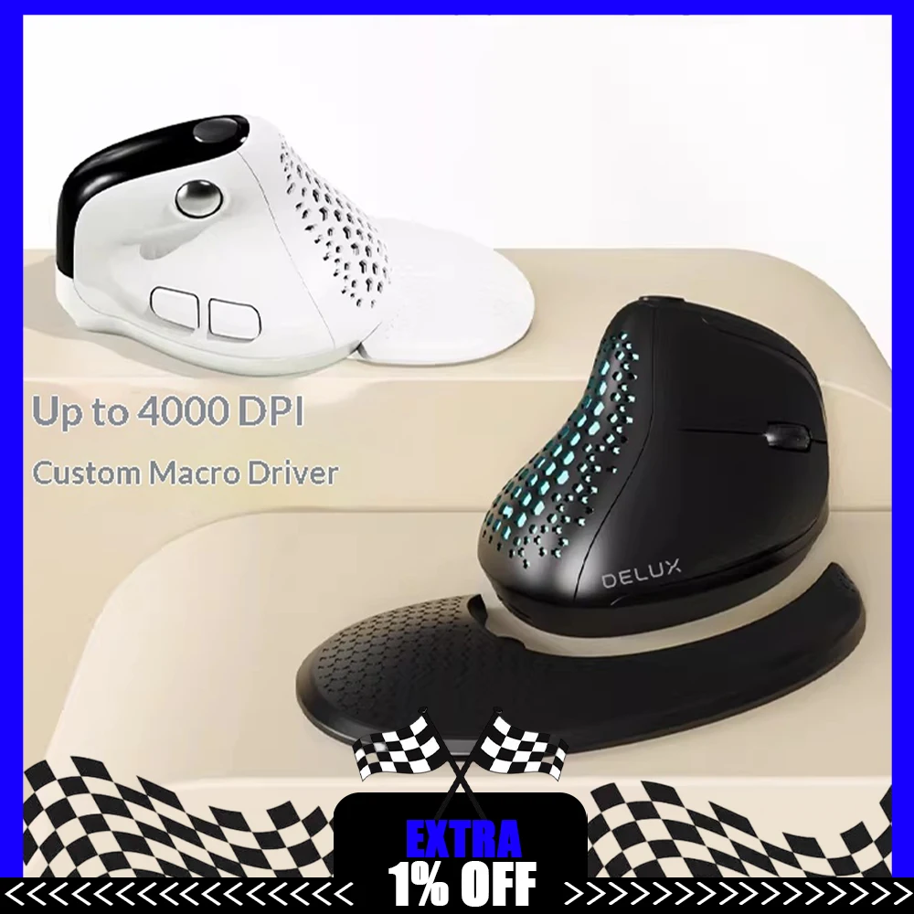 DeLUX M618XSD Office Mouse Three Mode connection 1000mAh Light Weight Wireless Mouse Fifth Gear DPI Mute For Pc Accessories Gift