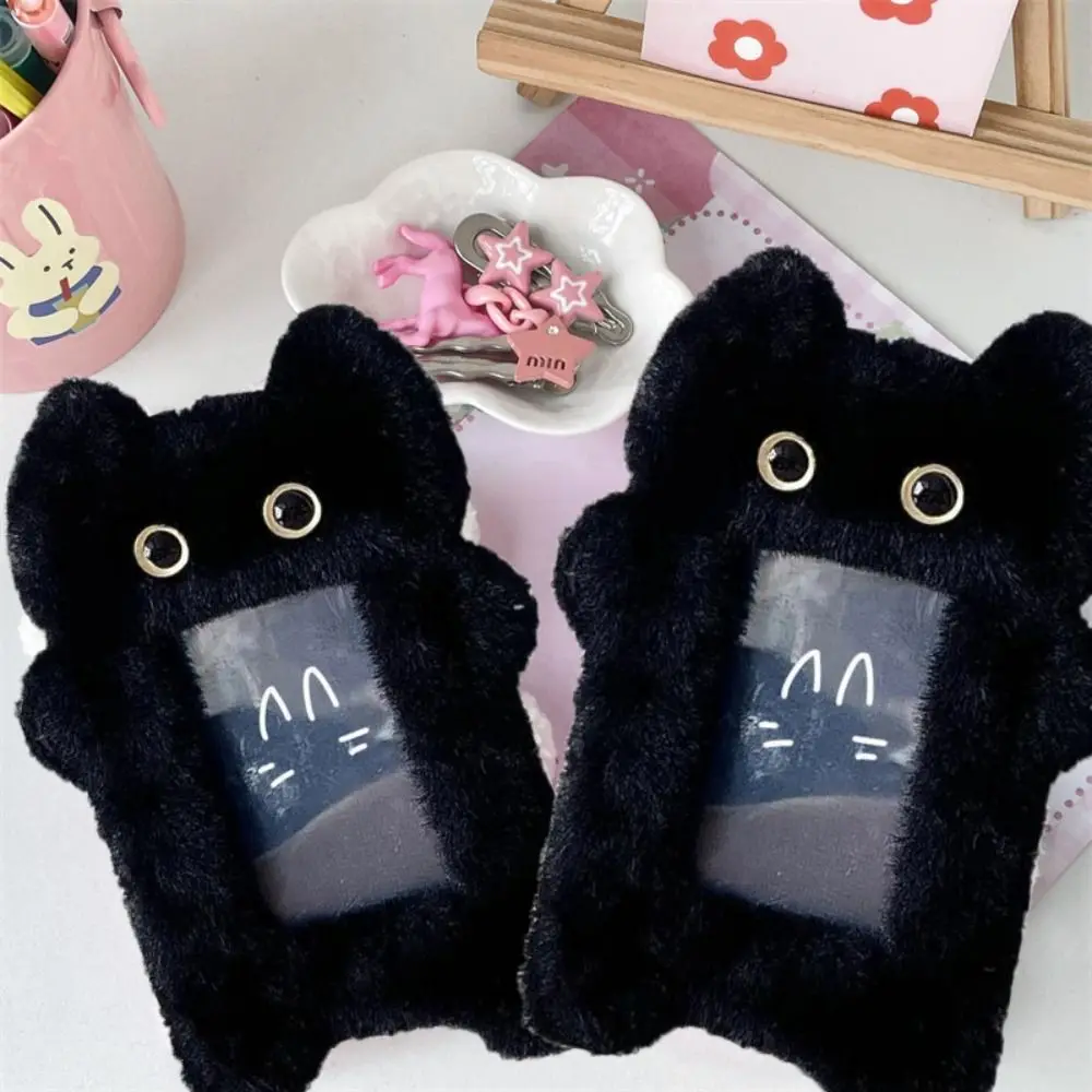 Ins Style Black Cat Photo Protector Case DIY Star Chasing Pendant Keychain Outdoor Lady Girls Idol Card Storage Sleeve