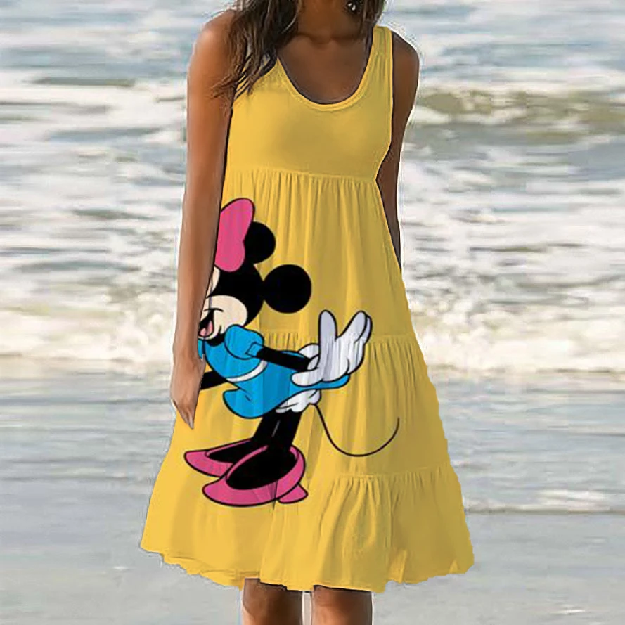 Raf Rock Sommerkleid Verkehr 2024 lose Strand Frauen Kleidung Disney Abendkleider elegantes Kleid lange Urlaub Frauen Frauen