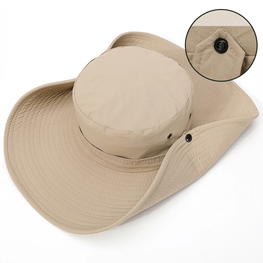 2020 New Fashion Summer Bucket Hat Cowboy Men Outdoor Fishing Hiking Beach Hats Mesh Breathable Anti UV Sun Cap Large Wide Brim