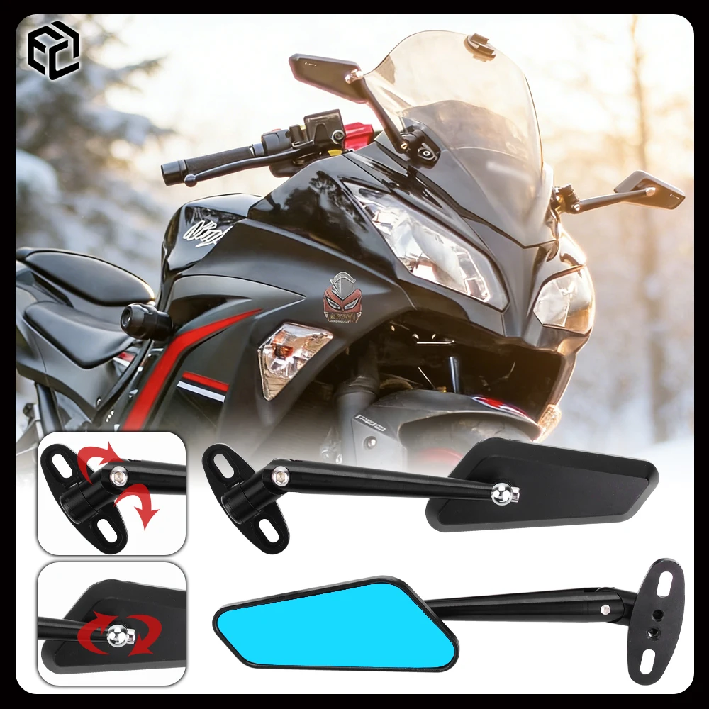 

Sportbike Mirrors for KAWASAKI NINJA250 / NINJA400 / NINJA500 / ZX-25R / ZX-4R / ZX-4RR Has Anti-glare Function Aluminum Alloy