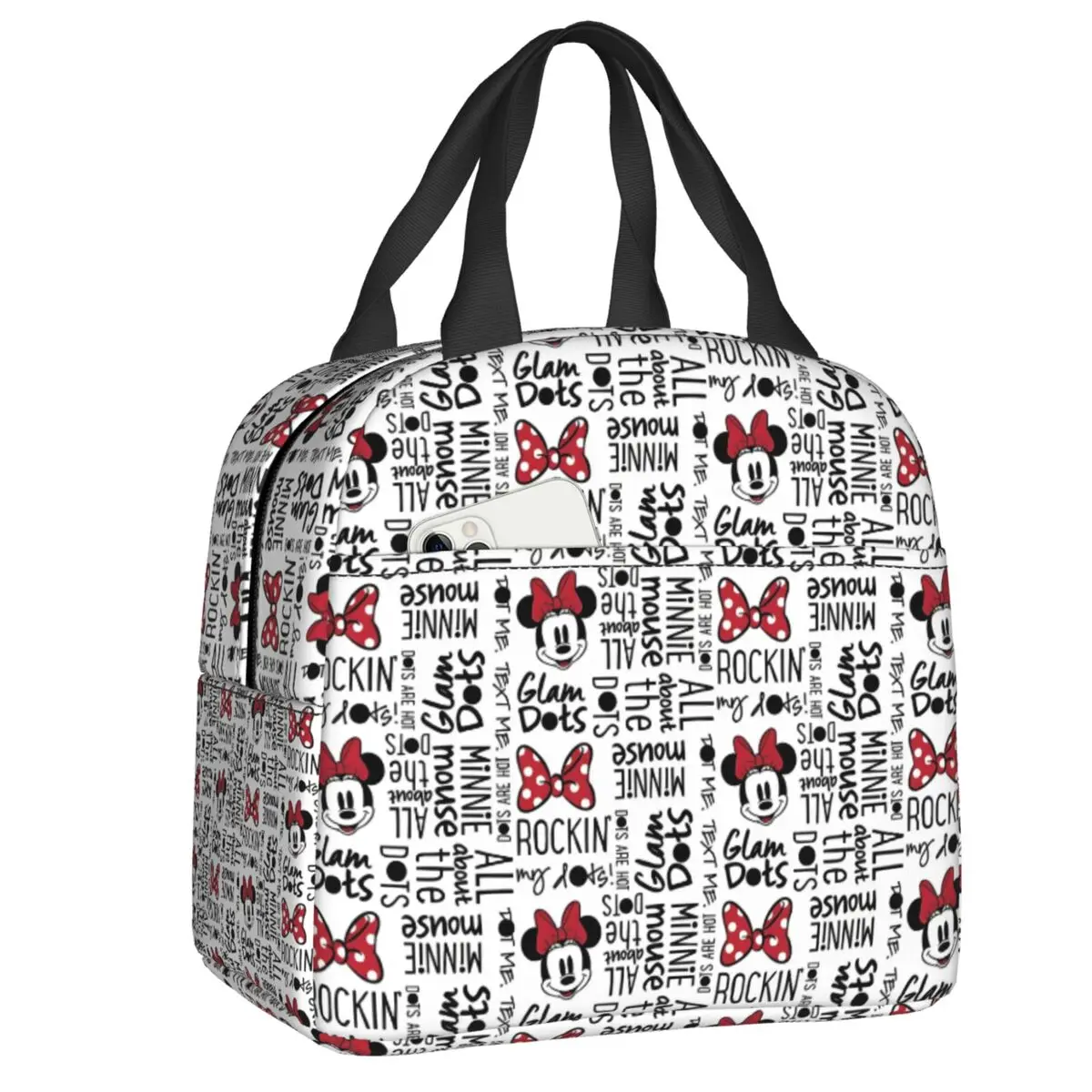 

Minnie Anime Mouse Thermal Insulated Lunch Bags Women Resuable Lunch Container for Kids School Children Multifunction Food Box