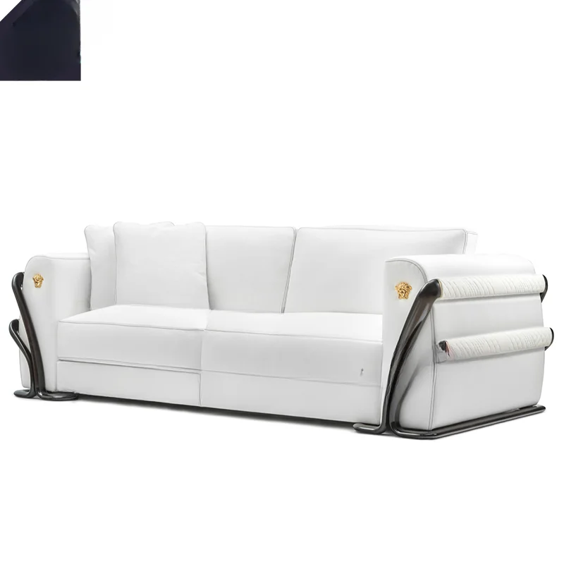 

# Hot Sales White Wooden Leg Leather Home Living Room Furniture Couch Modern Italy Luxury Medusa Sofa