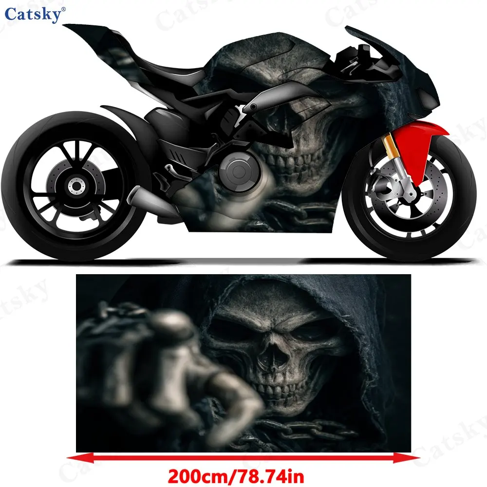Chain Skeleton Motorcycle Vinyl Packaging-waterproof, Detachable Sticker, Universal For Motorcycles, Durable Scratch Resistant P