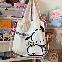 New Cute Sanrio Pochacco Bag Girl Kawaii Girl Shoulder Bag Korean Little Fresh Student Class Handbag Canvas Shopping Bag Gift