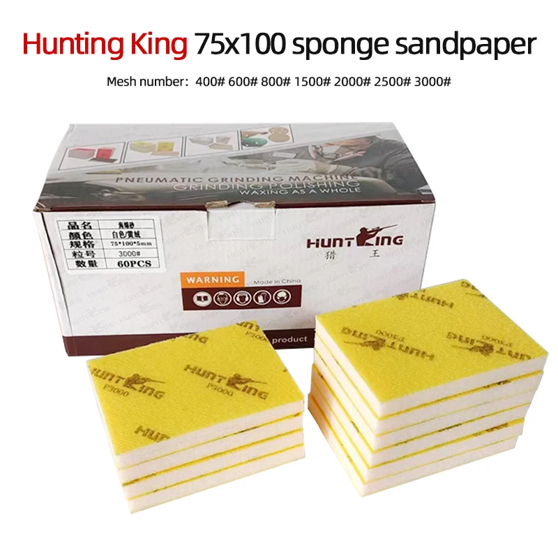 60PCS Sanding Sponge 400-3000 Grit Washable and Reusable Wet Dry Sanding Blocks for Metal Wood Polishing Abrasive Tool 75*100mm