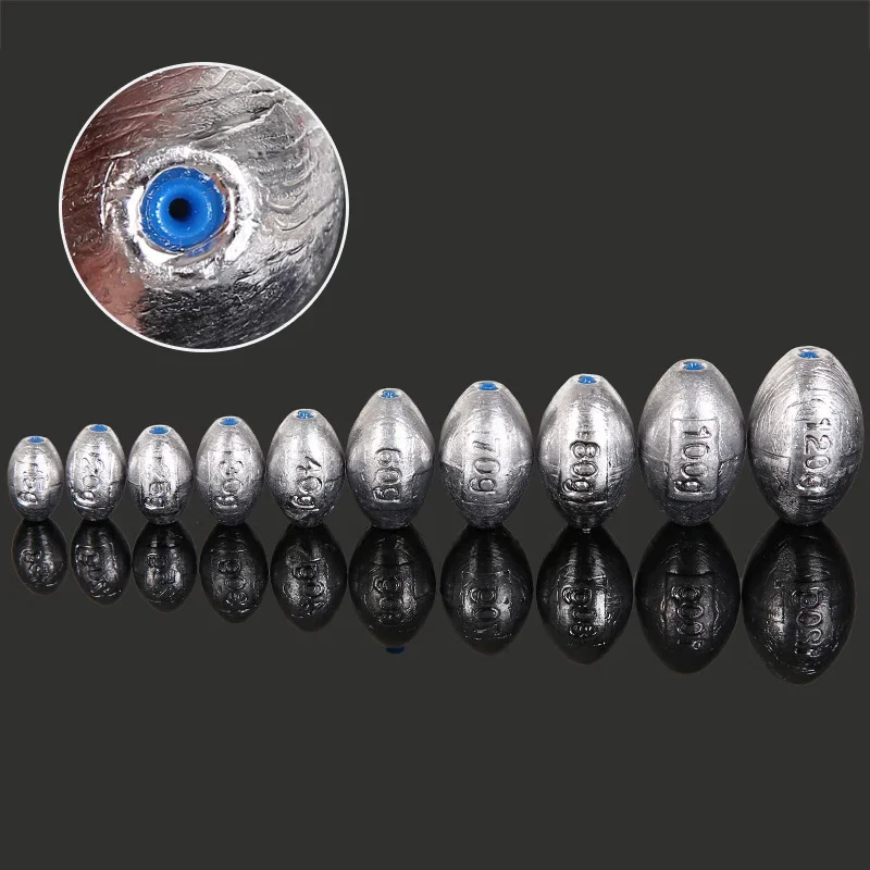 Fishing Weight Sinker Fishing Olive Shape Rig Sinkers Fishing Weights Split Shot Sink with Scale Tackle Tool Accessories