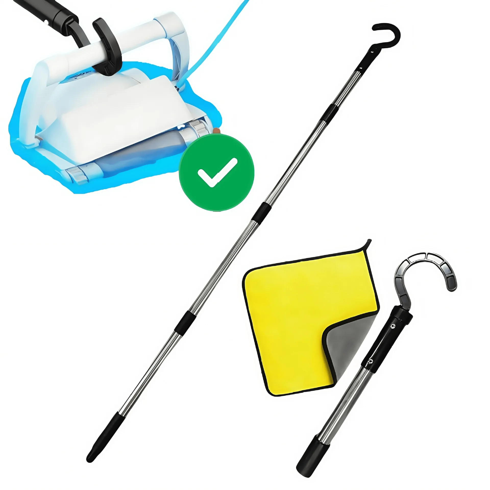 Adjustable Telescopic Recovery Hook, Multi-use Cleaning Tool for Swimming Pool and Garden