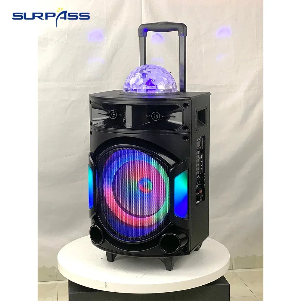 200W10inch Portable speaker with radio camping Trolly Bluetooth speaker bass withCNC rotating light Support Mic FM TWS Suitable