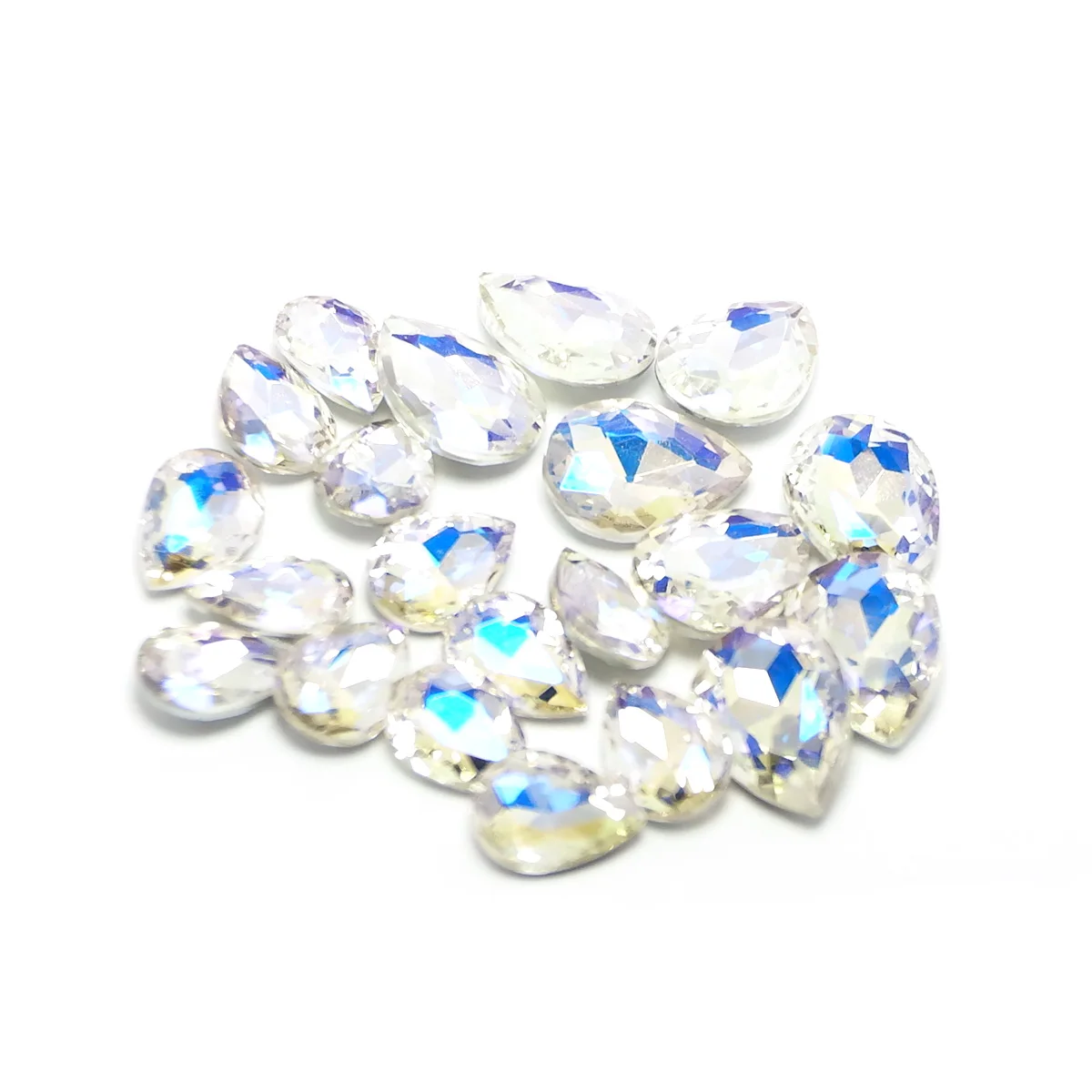 20pcs Moonlight Glass Crystal Drill, Anti-Fall Egg-shaped Glass, Headwear Accessories, Jewelry Accessories, Clothing Accessories