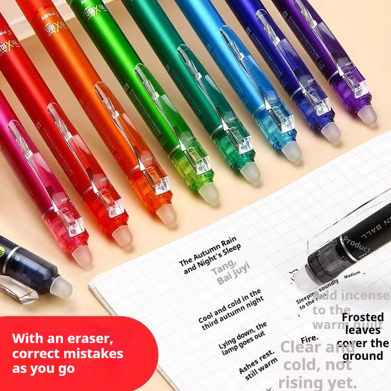 PILOT Frixion Ball Knock 0.5mm Erasable Gel Pens,Refillable&Smooth Writing,Heat-Erasable Ink Perfect for Note-Taking&Corrections