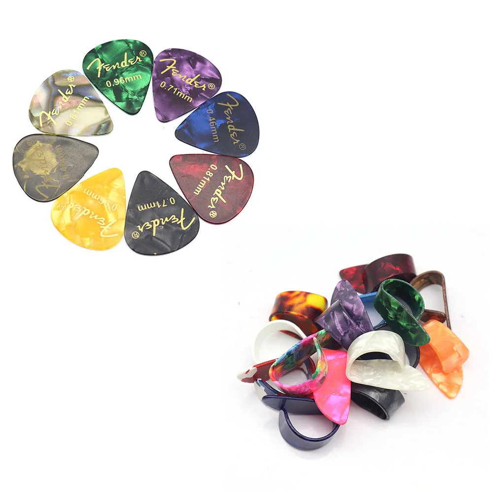 Set of 8 Acoustic Picks Plectrum Celluloid Electric Guitar Pick and 2pcs Thumb picks Accessories