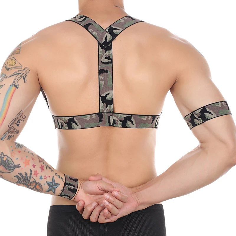 CLEVER-MENMODE Men's Sexy Harness Exotic BDSM Bondage Lingerie Body Chest Shoulder Hater Fetish Costume Club Nightwear Adult