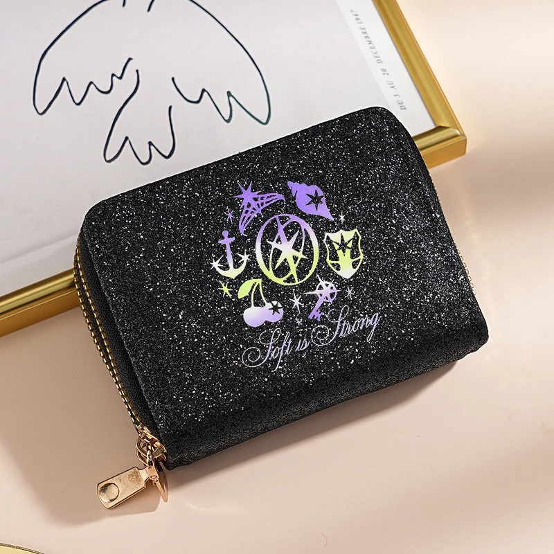 Katseye femme brillant portefeuille mignon court fermeture éclair porte-monnaie mode multi fonctionnel carte Pack Portable Harajuku portefeuille Y2K sac d'argent
