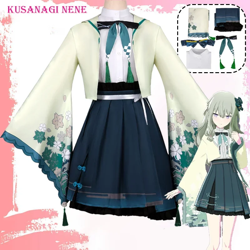 Косплей Кусанаги Нене, карнавальный костюм, игровой проект Sekai, красочное сценическое платье для косплея, галстук-бабочка, комплект аксессуаров на Хэллоуин, Рождество