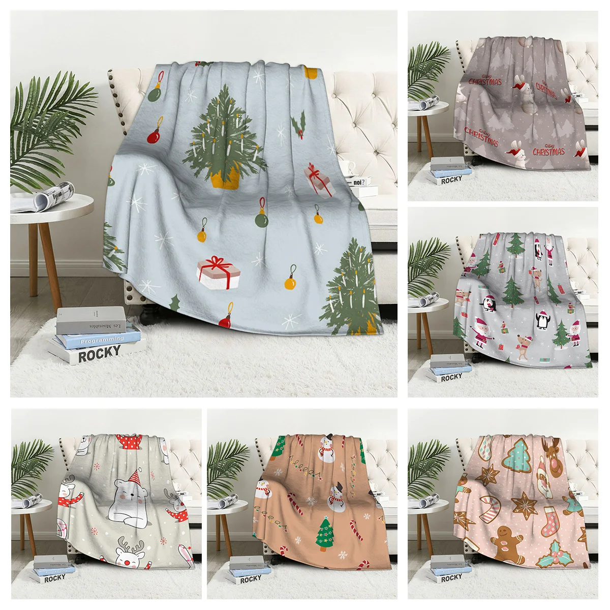 

Christmas home decoration plush Throw Sofa blanket Anime animals Bedspread bed fluffy soft blankets decor Plaid Modern Abstract