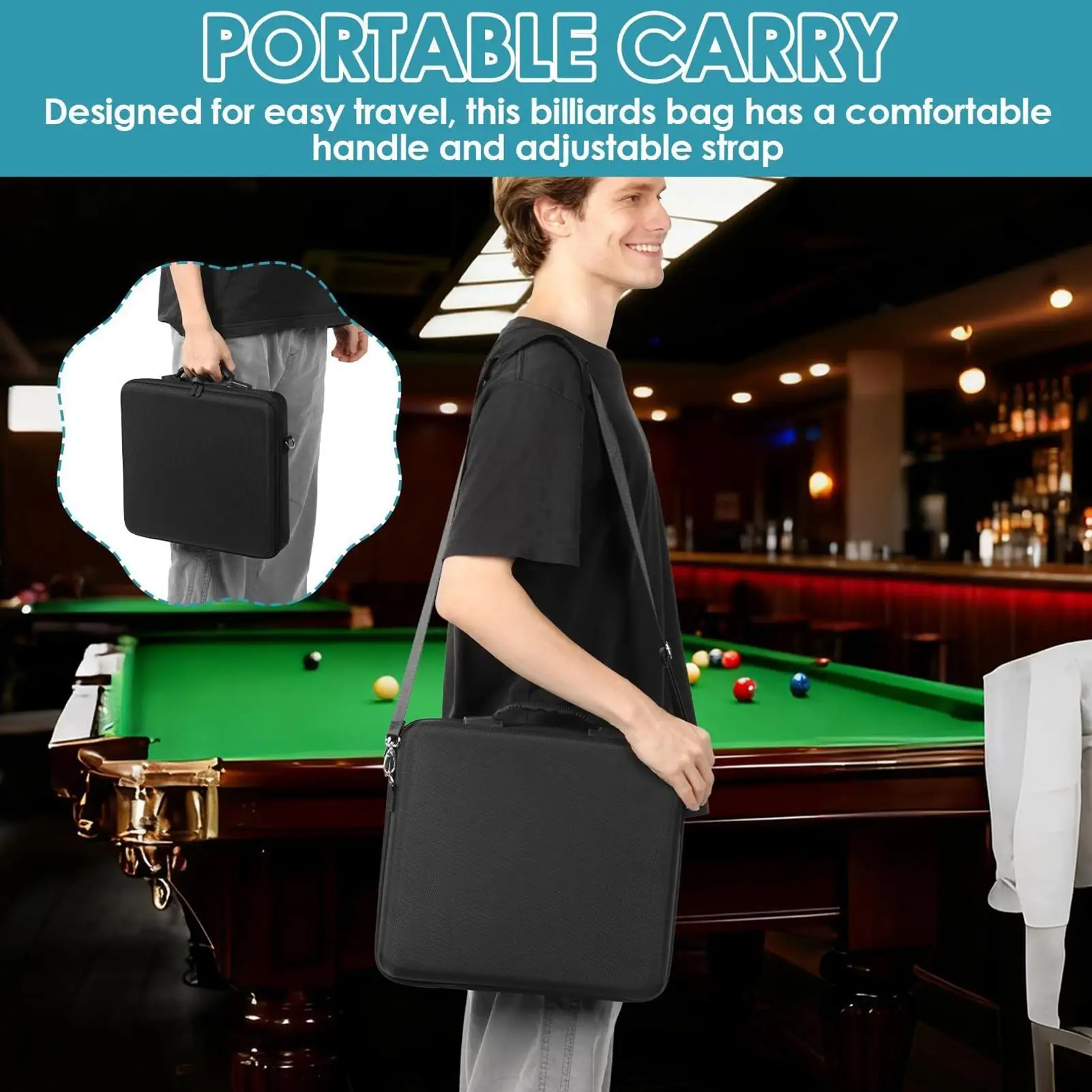 

Billiard Ball Case Large Capacity Portable Organizer Padded Billiard Carrying Bags For Clubs Home Tournaments Travel Training