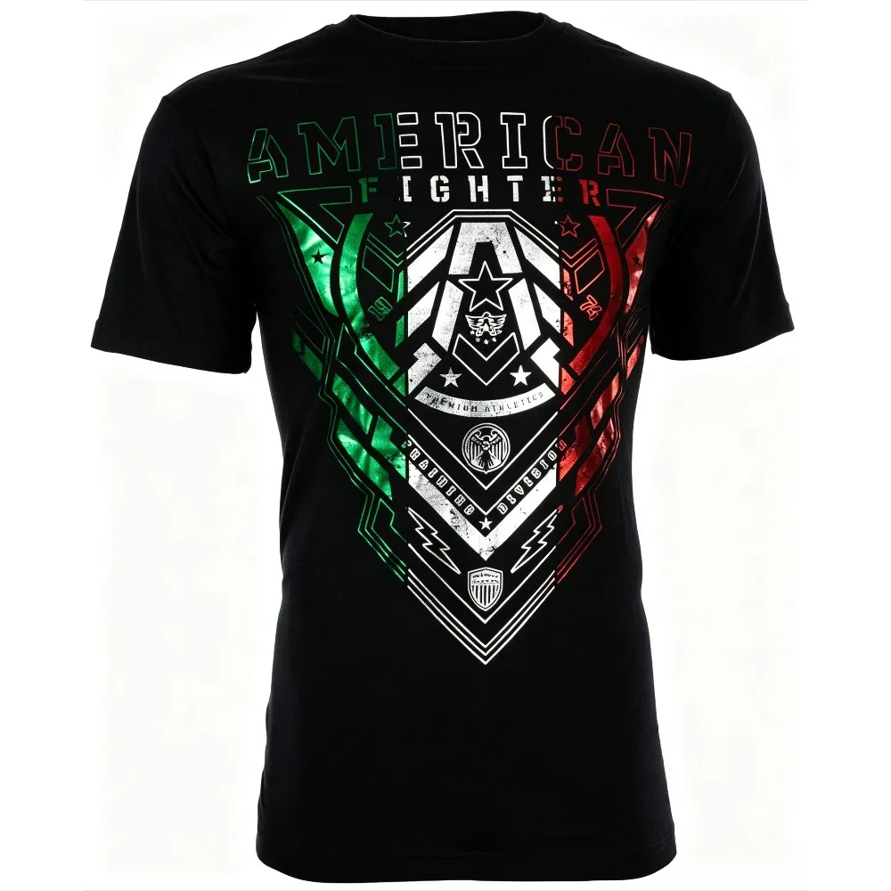 Vintage Men's T‑Shirt American Fighter Eagle Metallic Foil Graphic Print Short Sleeve Tee Casual Street Hip Hop Black Tops