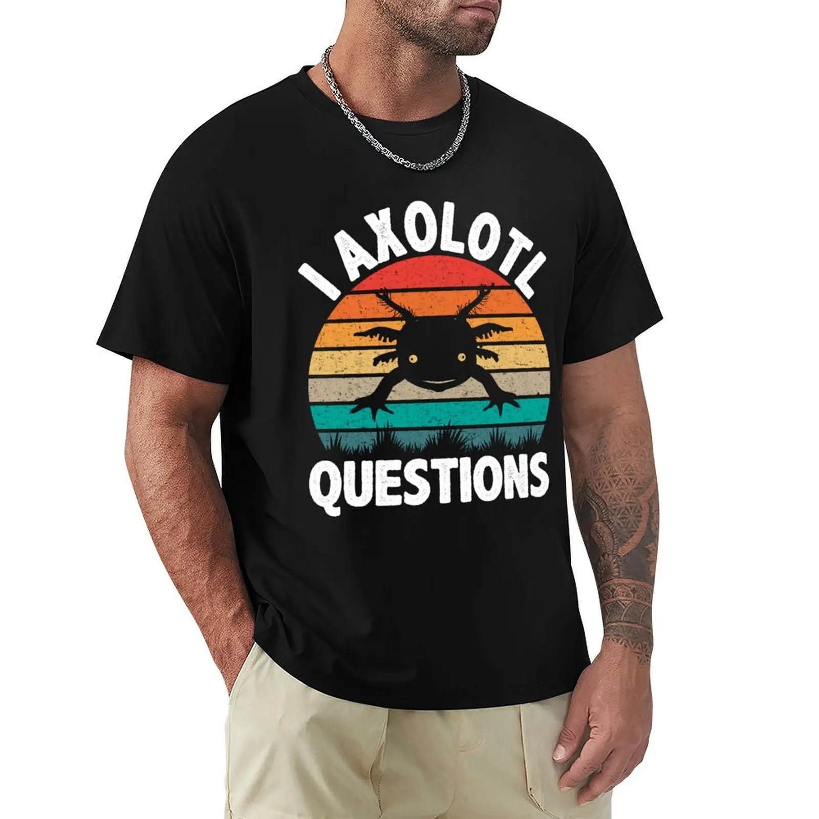 I Axolotl Questions Cute Axolotl Retro Vintage T-Shirt Big and Tall Loose Fit T-Shirt