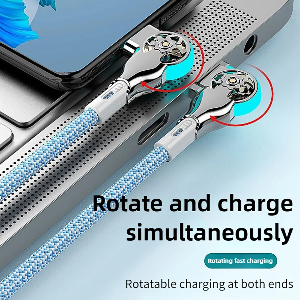 Dual 180 Degree Elbow Design USB A to Type C Fast Charger Cable Mobile Phone USB C Fast Charging Cord For iPhone Xiaomi Huawei
