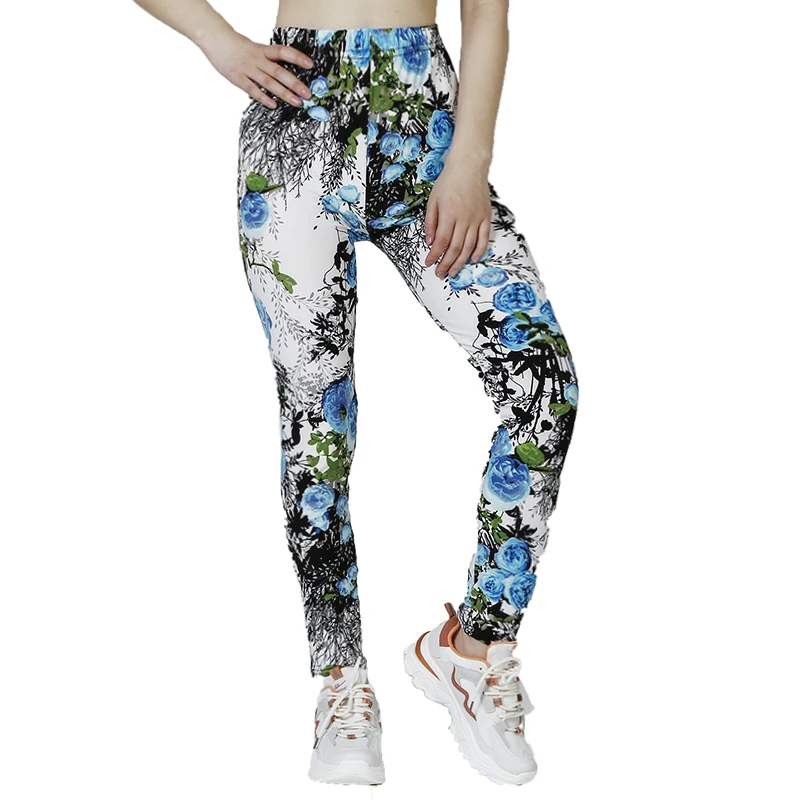 PD159 Fitness Leggings, Sports Leggings, WOMEN\'S Orchid Printed Fitness Sportswear, Elastic Waist Leggings, Leg Training Pants