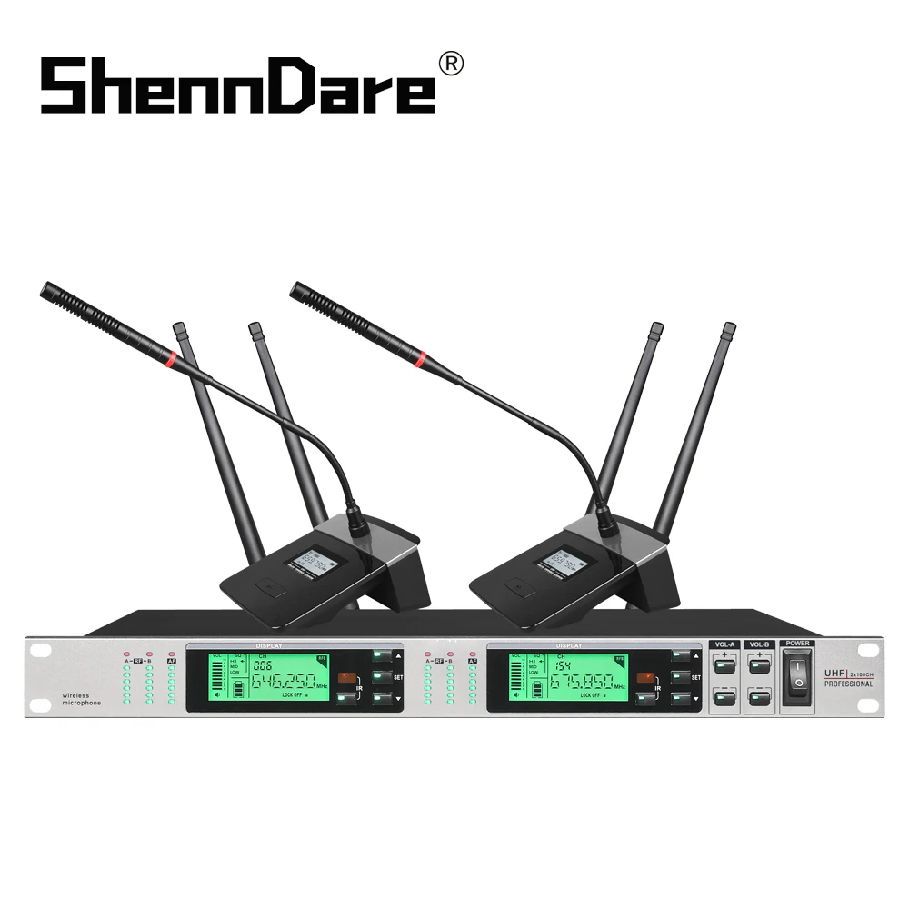 Imagem -03 - Sistema de Microfone sem Fio Dual Channel Mic Verdadeira Diversidade Freqüência Automática Combinando Cantor Stage Performance Shenndare-mk815