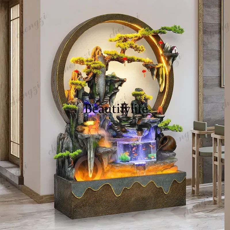 D80 Water curtain wall, running water screen, fish tank, rockery, fountain, landscape, courtyard, outdoor lucky ornament