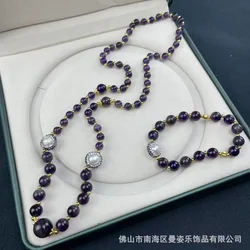 Natural Uruguayan amethyst with pearls New Chinese niche jewelry Live jewelry Original design wholesale