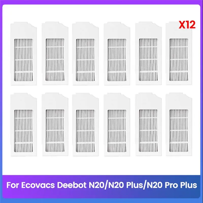 AB08-12PCS Hepa Filtes For Ecovacs Deebot N20/N20 Plus/N20 Pro Plus Vacuum Attachments Replacement Parts Washable Filter